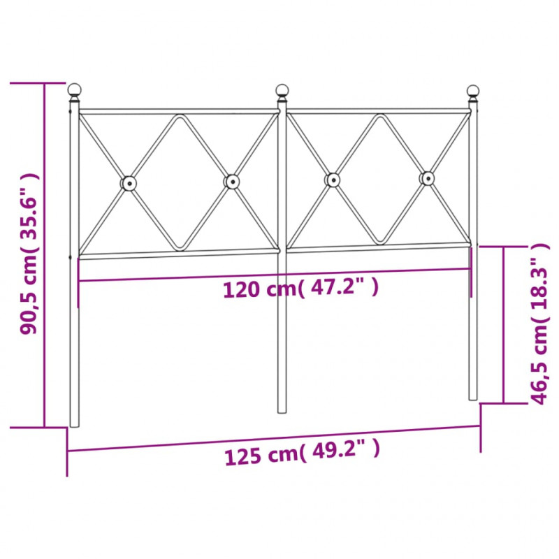 Metalowe wezgłowie, czarne, 120 cm