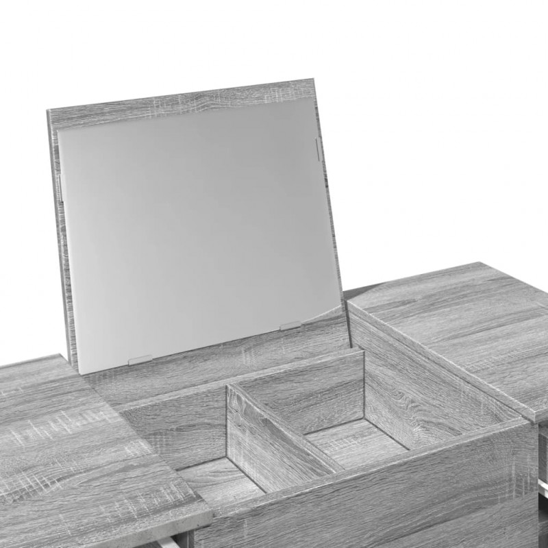 Toaletka z lustrem, szary dąb sonoma, 100x45x76 cm