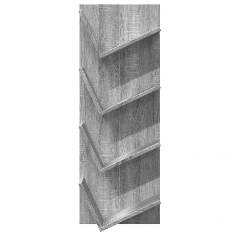 Regał ścienny z 4 półkami, szary dąb sonoma, 33x16x90 cm