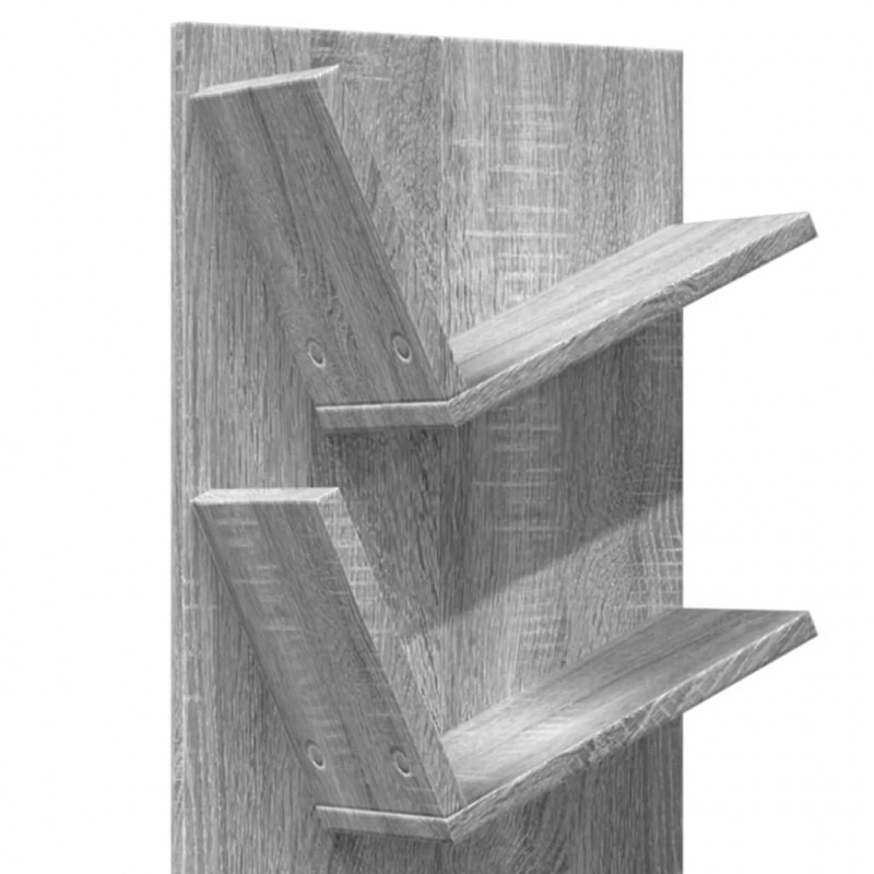 Regał ścienny z 4 półkami, szary dąb sonoma, 33x16x90 cm