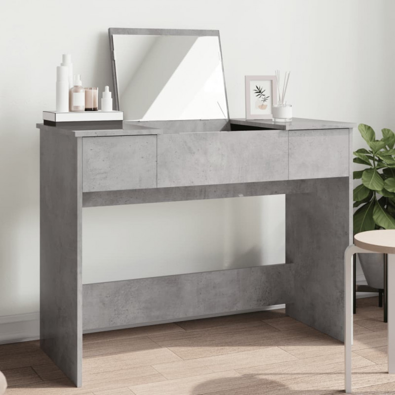 Toaletka z lustrem, szarość betonu, 100x45x76 cm