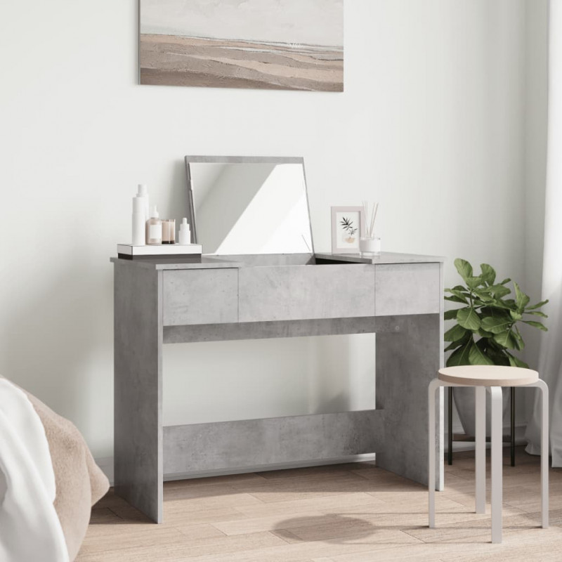 Toaletka z lustrem, szarość betonu, 100x45x76 cm