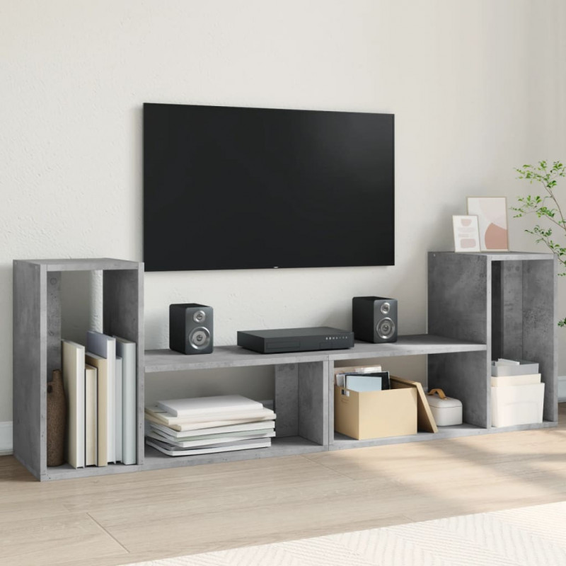 Szafki pod telewizor, 2 szt., szarość betonu, 75x30x50 cm