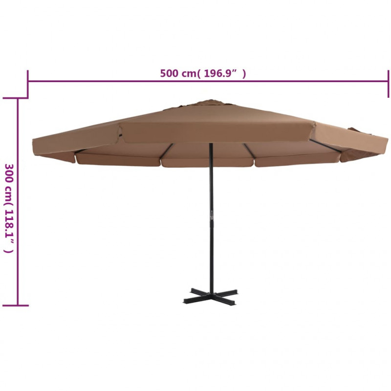 Parasol ogrodowy na słupku aluminiowym, 500 cm, taupe