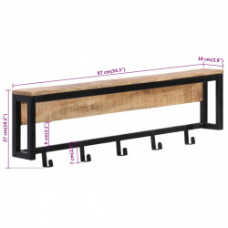 Wieszak na ubrania, 87x10x27 cm, surowe drewno mango