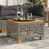 Stolik ogrodowy, szary, 55x55x36 cm rattan PE i drewno akacjowe