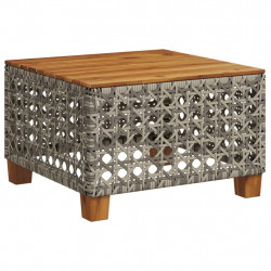 Stolik ogrodowy, szary, 55x55x36 cm rattan PE i drewno akacjowe