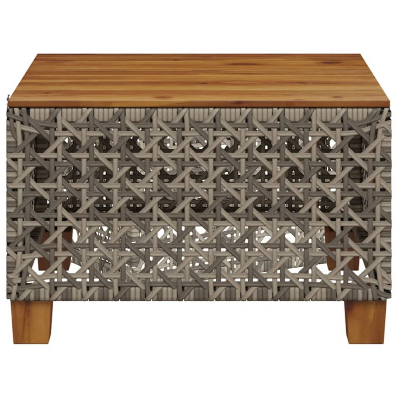 Stolik ogrodowy, szary, 55x55x36 cm rattan PE i drewno akacjowe