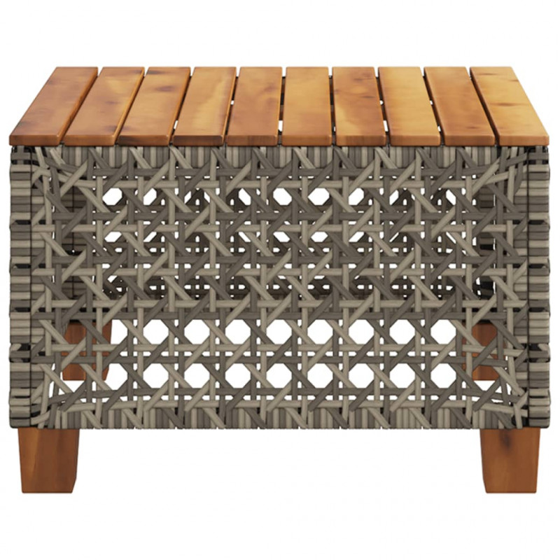 Stolik ogrodowy, szary, 55x55x36 cm rattan PE i drewno akacjowe