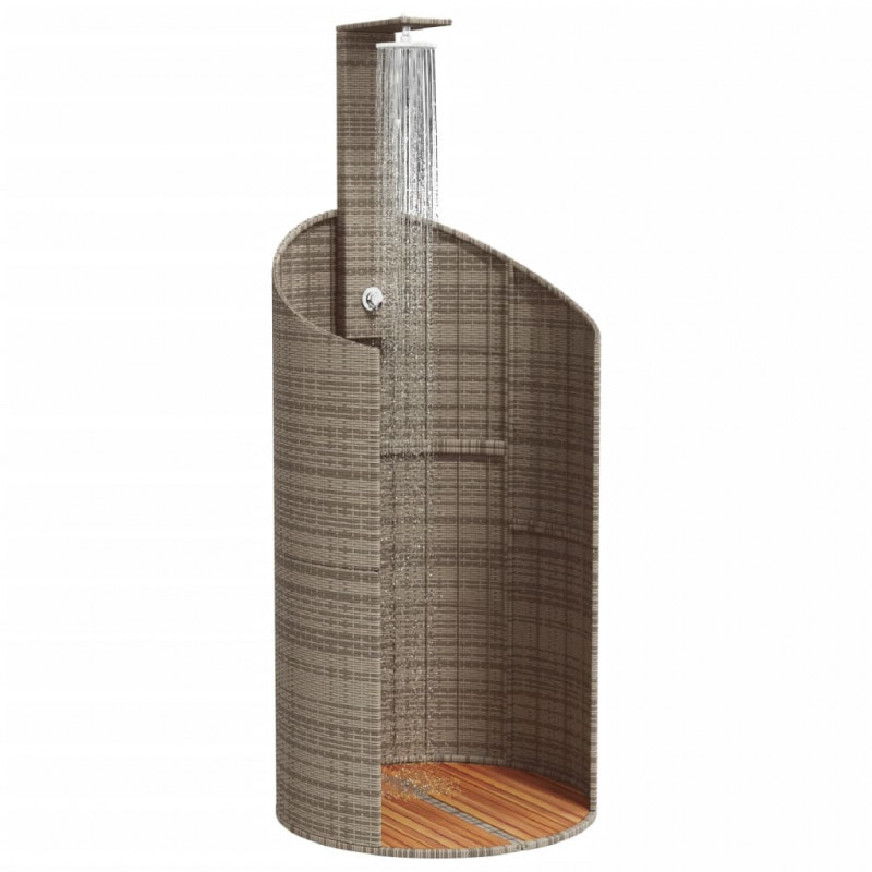 Prysznic ogrodowy, szary, 100x100x241,5 cm, polirattan i akacja