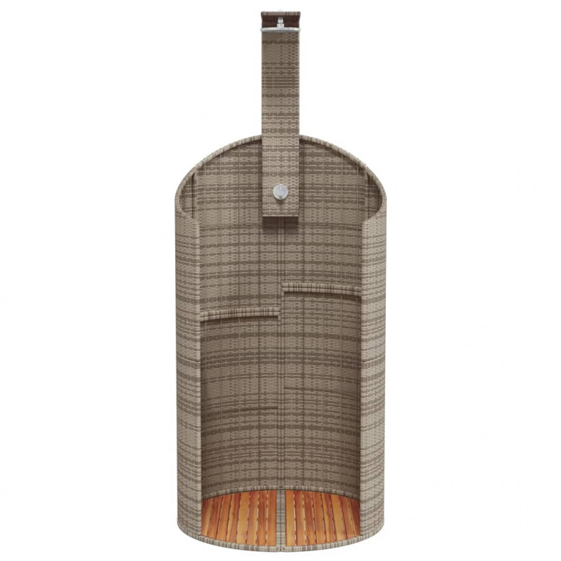 Prysznic ogrodowy, szary, 100x100x241,5 cm, polirattan i akacja