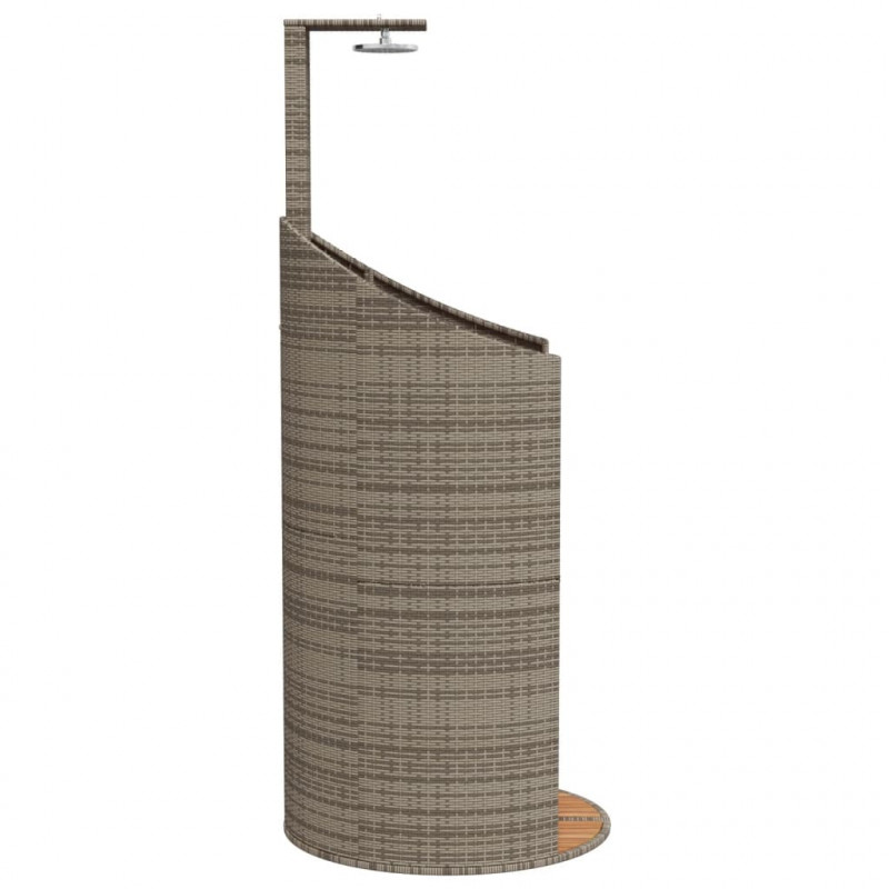 Prysznic ogrodowy, szary, 100x100x241,5 cm, polirattan i akacja