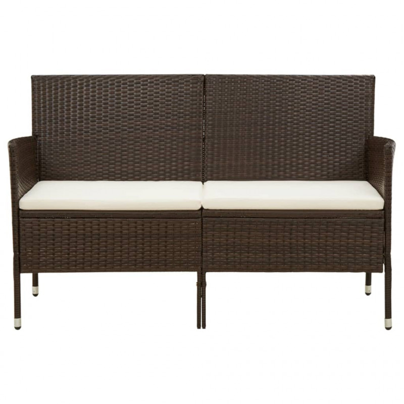 3-osobowa sofa ogrodowa z poduszkami, brązowa, polirattan