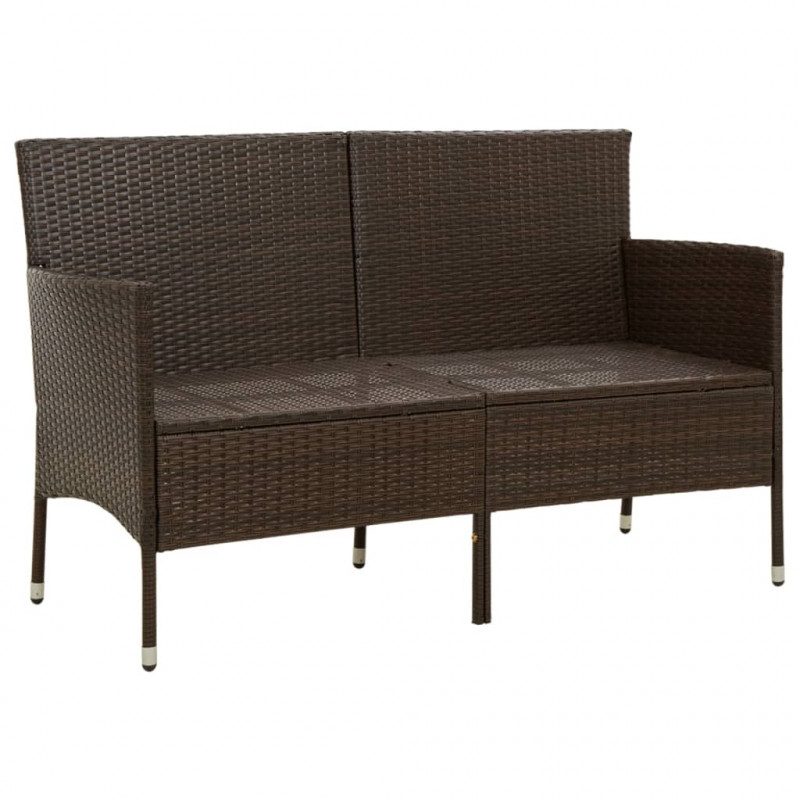 3-osobowa sofa ogrodowa z poduszkami, brązowa, polirattan