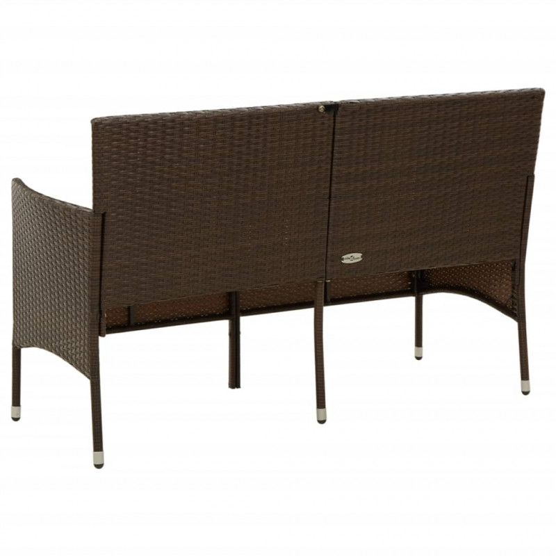 3-osobowa sofa ogrodowa z poduszkami, brązowa, polirattan