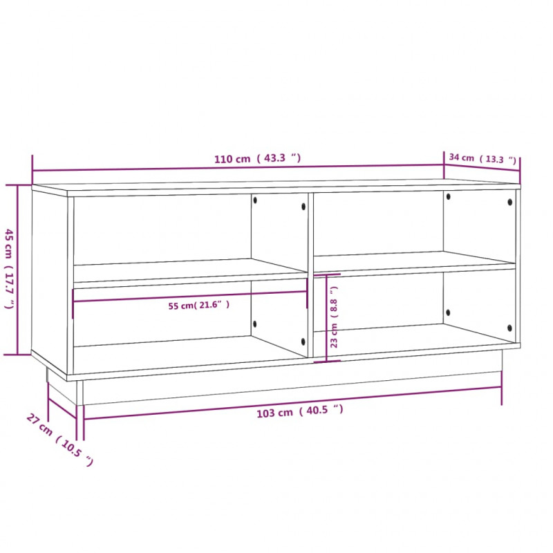 Szafka na buty, 110x34x45 cm, lite drewno sosnowe