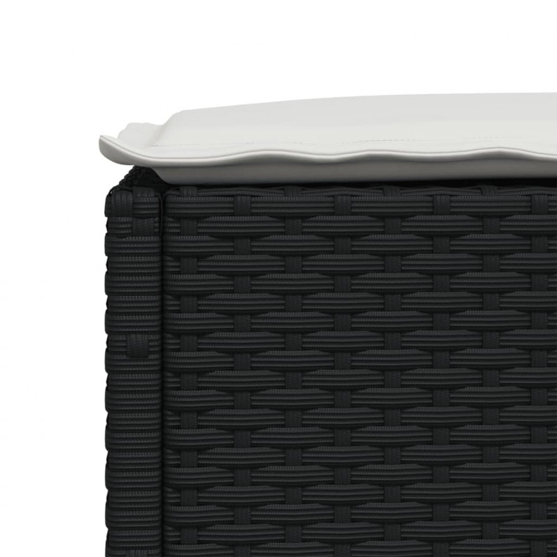 Stołek ogrodowy z poduszką, czarny, 63,5x56x32 cm, rattan PE