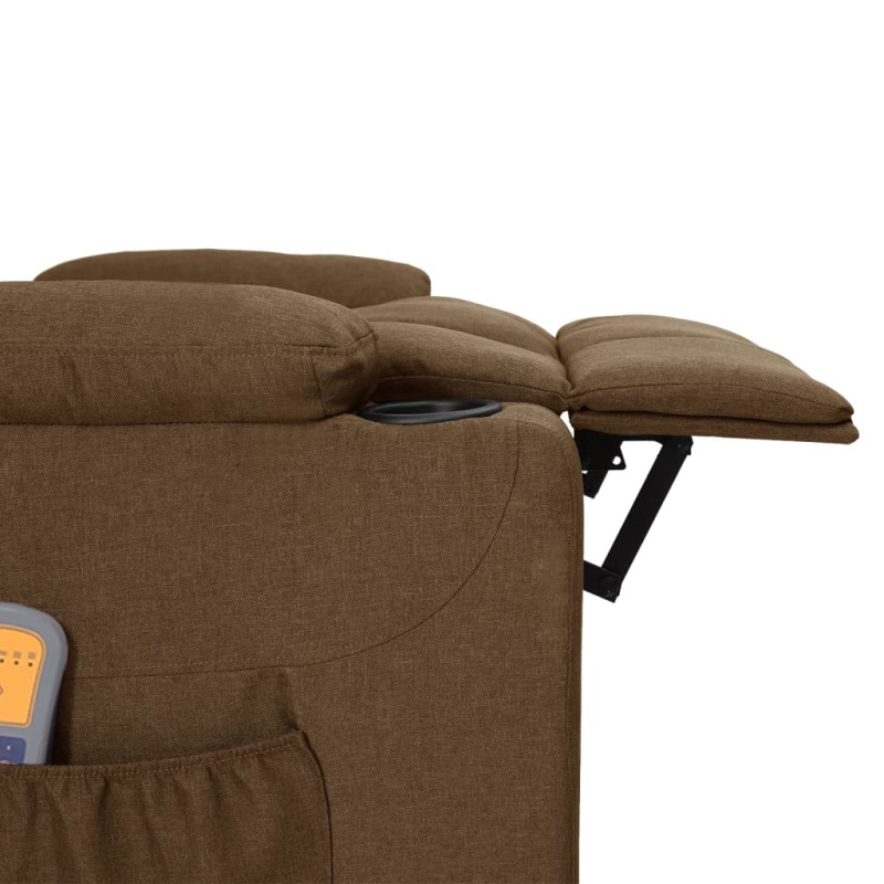 Elektryczny fotel masujący, brązowy, obity tkaniną