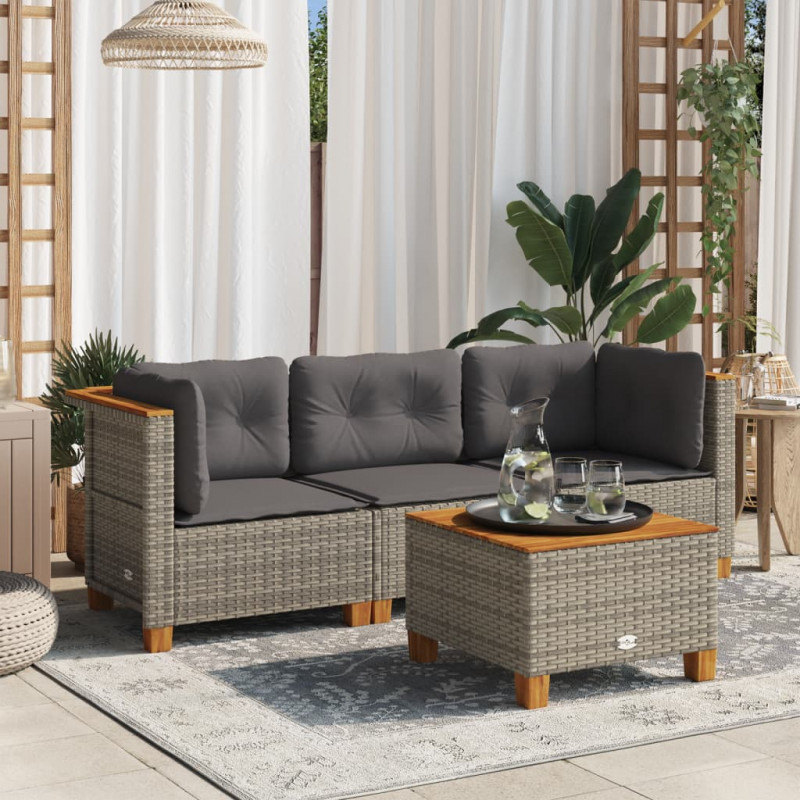 3-osobowa sofa ogrodowa z poduszkami, szara, polirattan