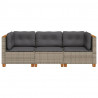 3-osobowa sofa ogrodowa z poduszkami, szara, polirattan