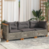 3-osobowa sofa ogrodowa z poduszkami, szara, polirattan