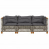 3-osobowa sofa ogrodowa z poduszkami, szara, polirattan