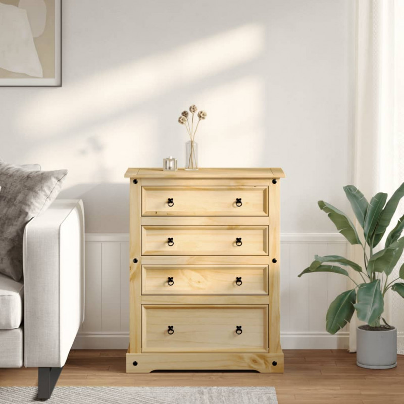 Komoda Corona, 92x48x120 cm, lite drewno sosnowe