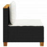 Moduł sofy ogrodowej, bez podłokietników, z poduszkami, czarny