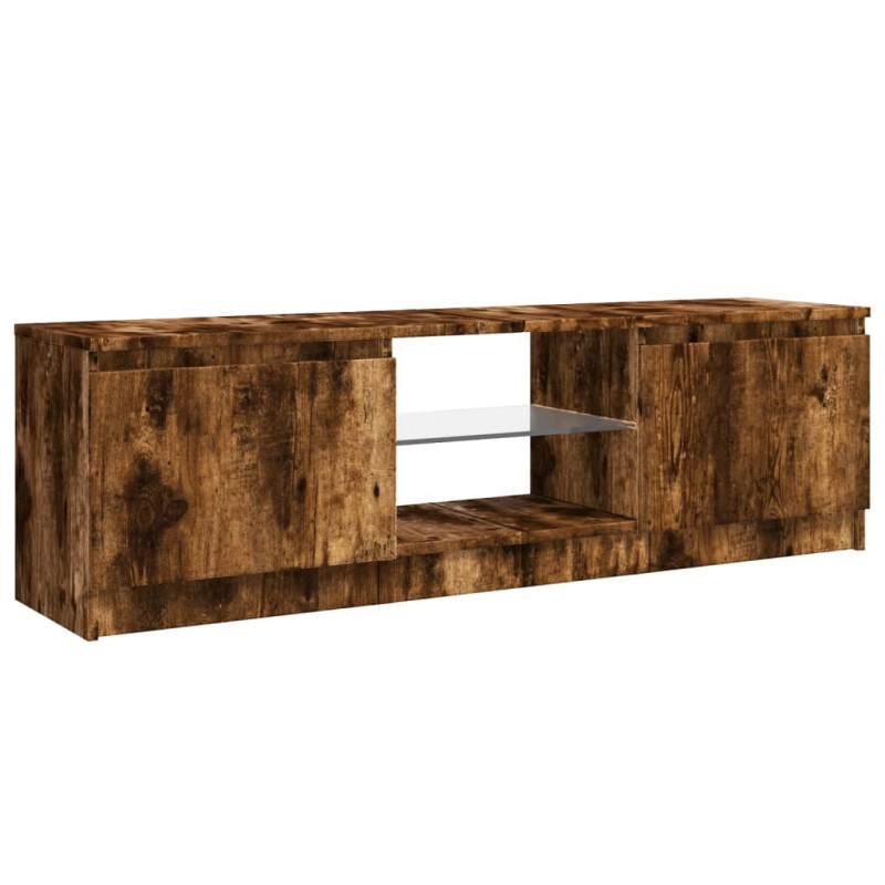 Szafka pod TV z LED, przydymiony dąb, 120x30x35,5 cm