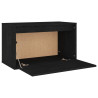 Szafki pod TV, 3 szt., czarne, lite drewno sosnowe