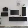 Szafki pod TV, 5 szt., czarne, lite drewno sosnowe