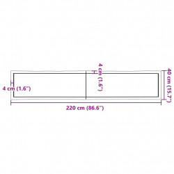 Blat, jasnobrązowy 220x40x(2-6) cm drewno z naturalną krawędzią