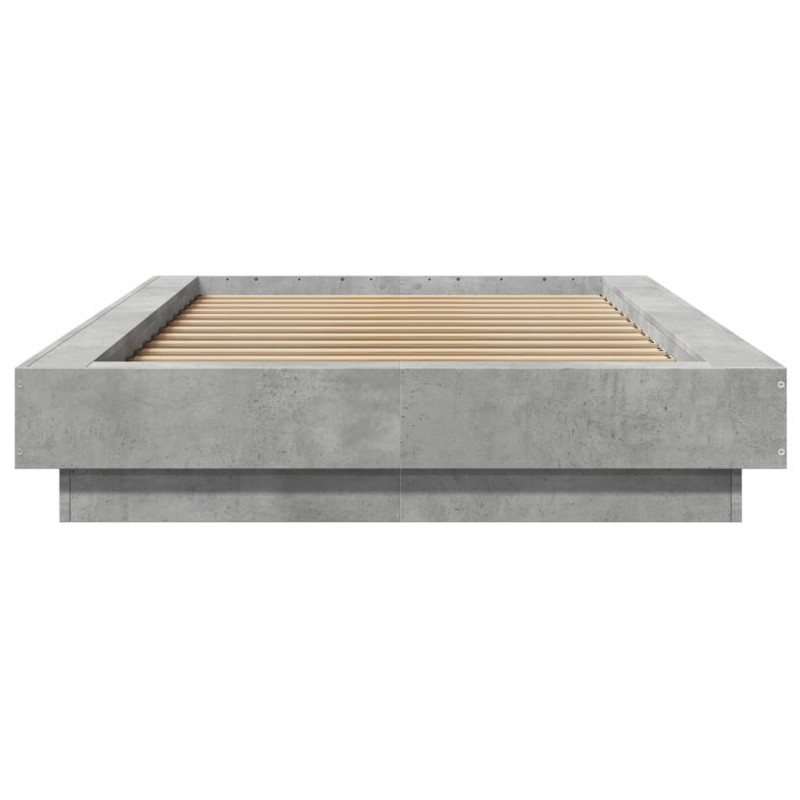 Rama łóżka z LED, szarość betonu, 75x190 cm