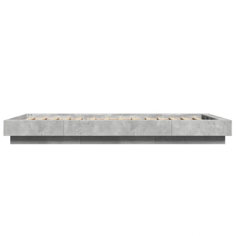 Rama łóżka z LED, szarość betonu, 75x190 cm