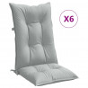 Poduszki na krzesła z wysokim oparciem, 6 szt., jasnoszare