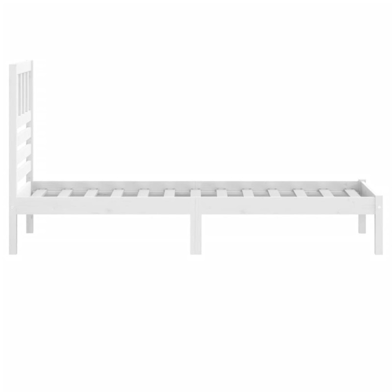 Rama łóżka bez materaca, biała, 75x190 cm, lite drewno sosnowe