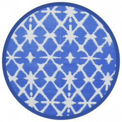 Dywan na zewnątrz, niebiesko-biały, Ø120 cm, PP