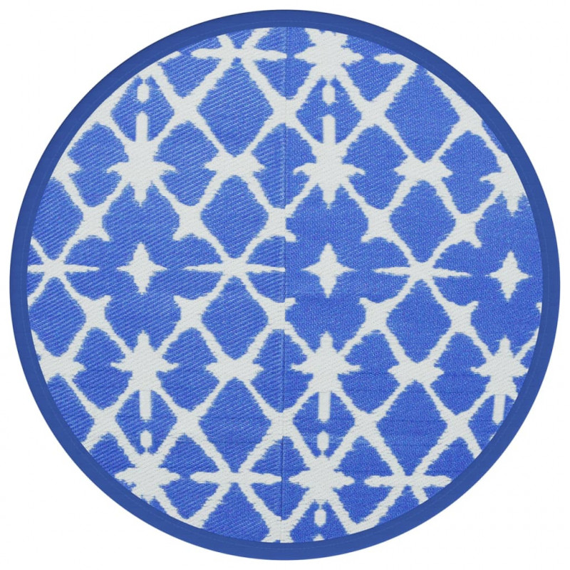 Dywan na zewnątrz, niebiesko-biały, Ø120 cm, PP
