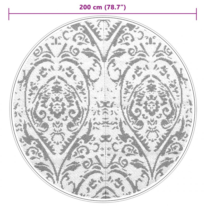 Dywan na zewnątrz, pomarańczowo-biały, Ø200 cm, PP