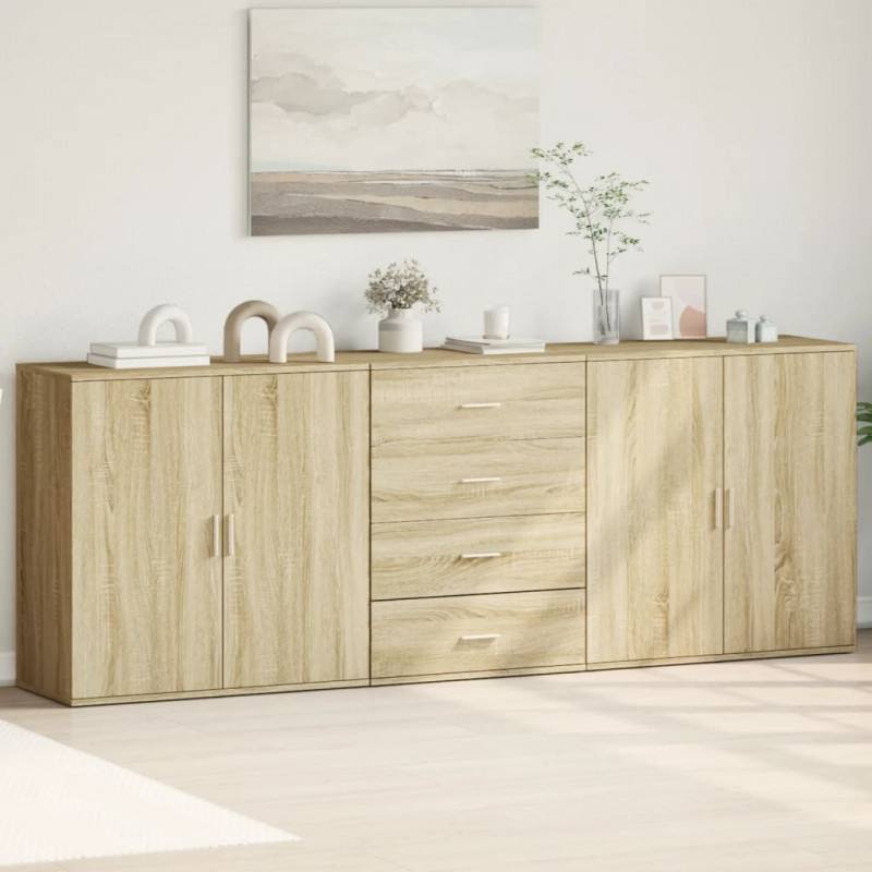 Szafki, 3 szt., dąb sonoma, materiał drewnopochodny