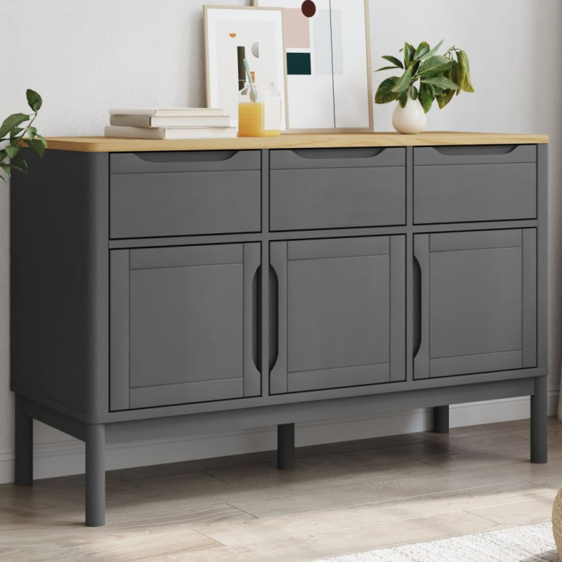 Szafka FLORO, szara, 114x43x74 cm, lite drewno sosnowe