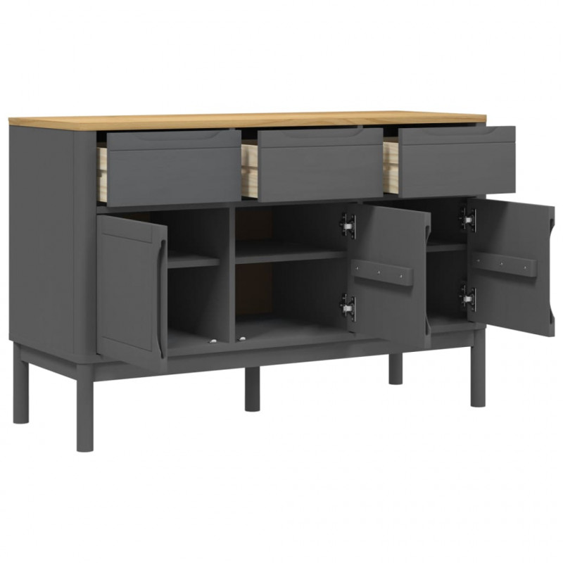 Szafka FLORO, szara, 114x43x74 cm, lite drewno sosnowe