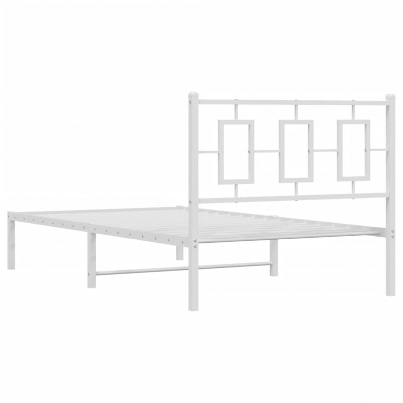 Metalowa rama łóżka z wezgłowiem, biała, 100x200 cm