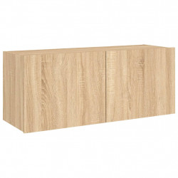 Ścienna szafka TV z LED, dąb sonoma, 100x35x41 cm