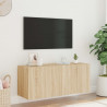 Ścienna szafka TV z LED, dąb sonoma, 100x35x41 cm