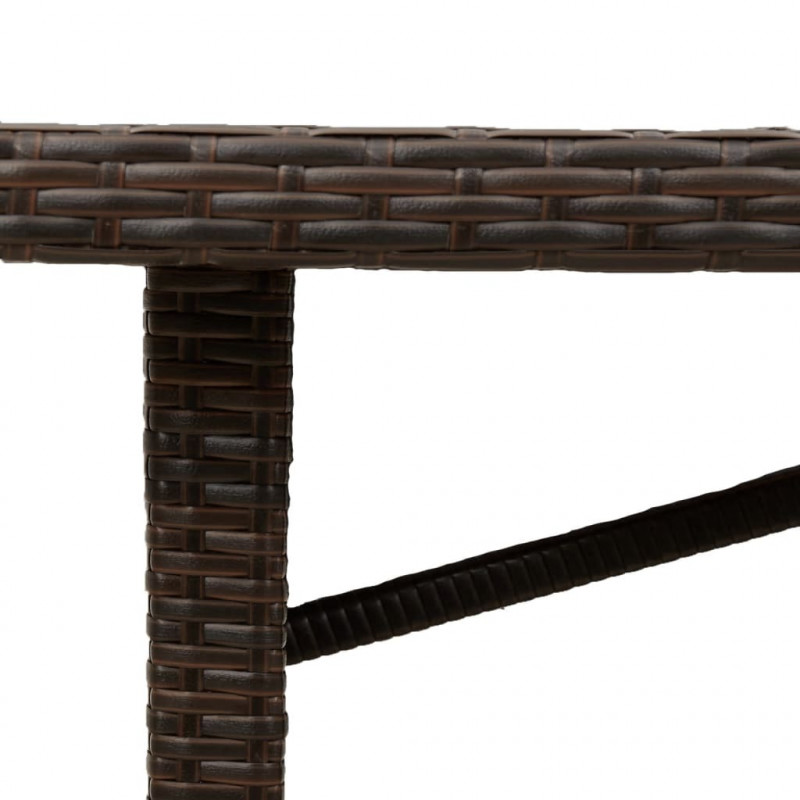 Stół ogrodowy ze szklanym blatem, brąz, 240x90x75cm, polirattan