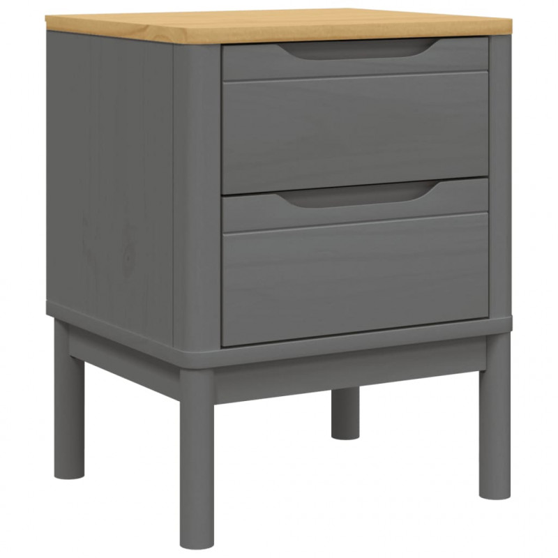 Szafka nocna FLORO, szara, 45x39x57 cm, lite drewno sosnowe