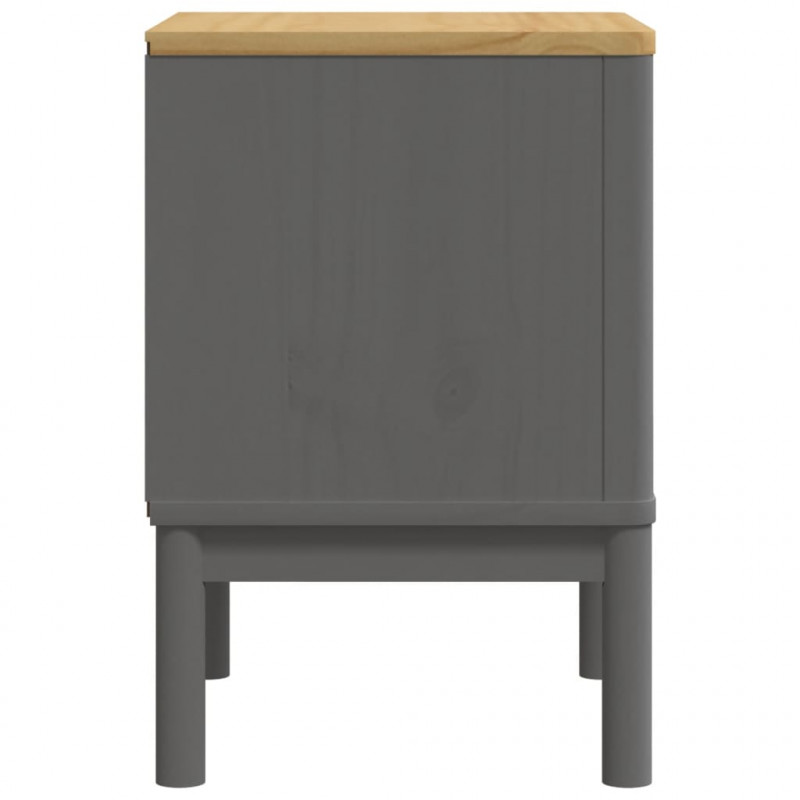 Szafka nocna FLORO, szara, 45x39x57 cm, lite drewno sosnowe