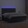 Łóżko kontynentalne z materacem i LED czarna ekoskóra 160x200cm