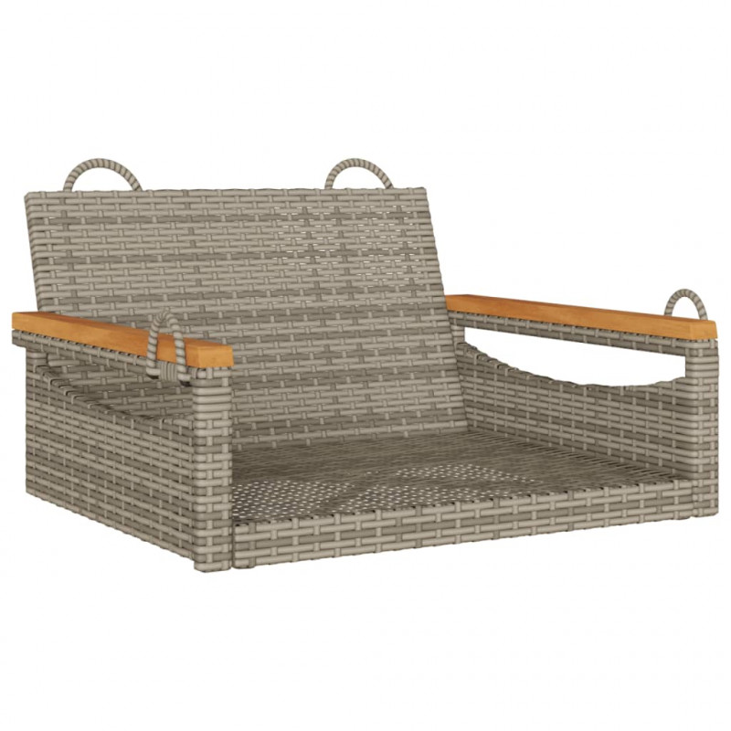 Ławka bujana, szara, 63x62x40 cm, polirattan